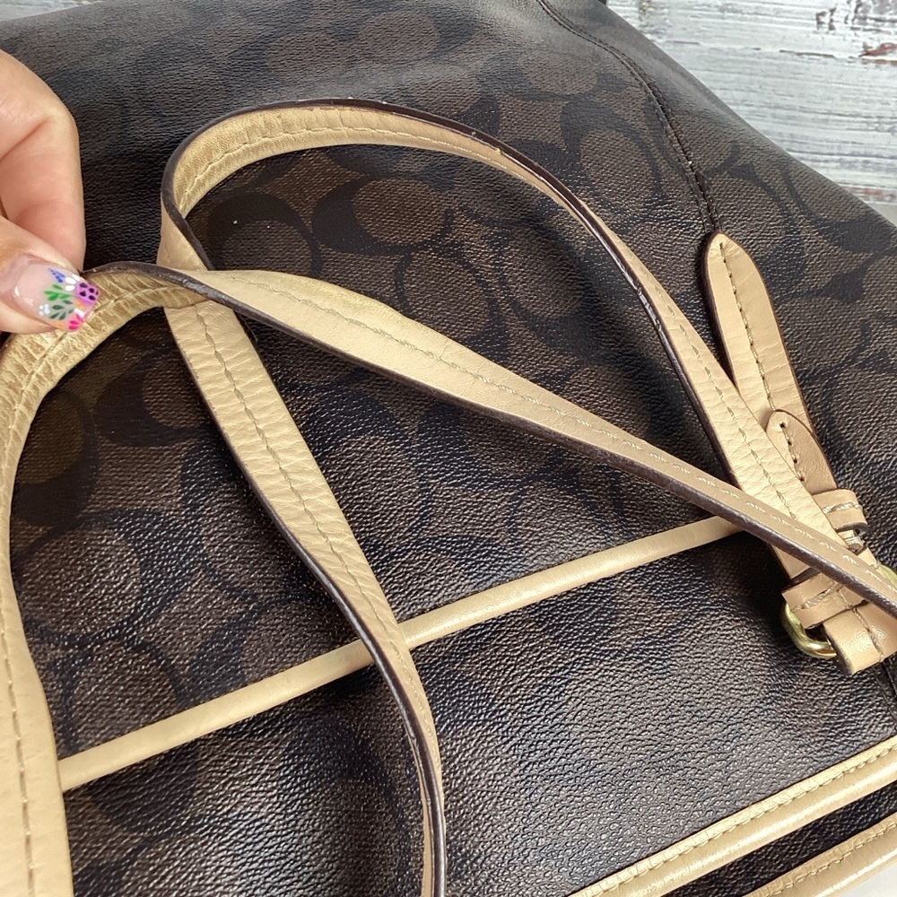 Coach Vintage Peyton Bag Brown Black Signature Tote with Wallet‎ Purse - Picture 14 of 16